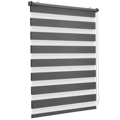 Abbildung von Sekey Doppelrollo Klemmfix ohne Bohren für Fenster, 50 cm breit, Duo Rollo Jalousie Sonnenschutz, 50x150cm, Dunkelgrau