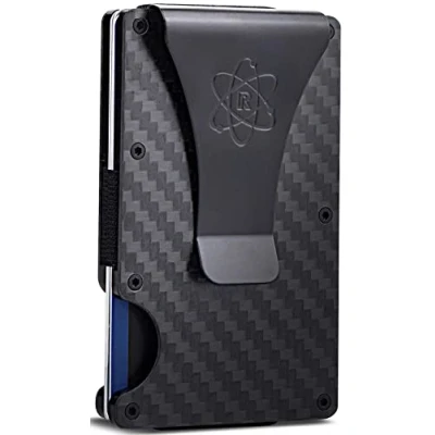 Abbildung von ROSSM Geldbörse Herren mit RFID Schutz Kartenetui aus Kohlefaser und Metall Geldklammer Gummiband Geldbeutel Slim Wallet for Men