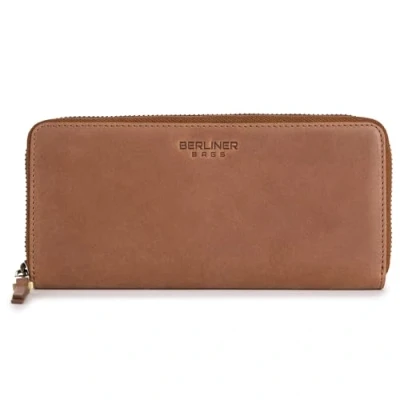 Abbildung von Berliner Bags Vintage Geldbörse Palma, Große Portemonnaie, Geldbeutel aus Leder, mit TüV Geprüfter RFID Schutz, inkl Geschenk Box, für Damen Braun