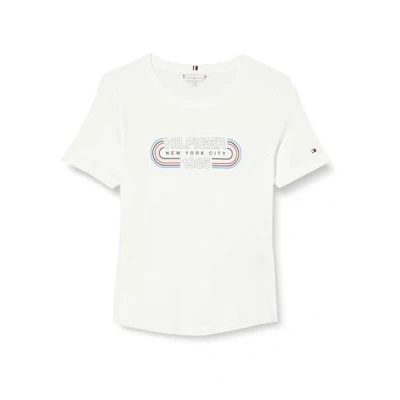 Abbildung von Tommy Hilfiger SLIM Track Tshirt print, Damen, Größe: XXS, Ecru
