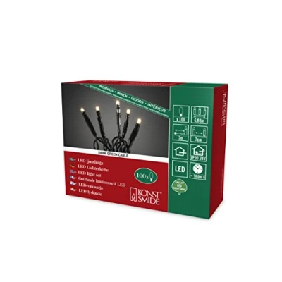Abbildung von Konstsmide 6354 823 Micro LED Lichterkette / für Innen (IP20) VDE geprüft 24V Innentrafo 100 bernsteinfarbene Dioden transparentes Kabel