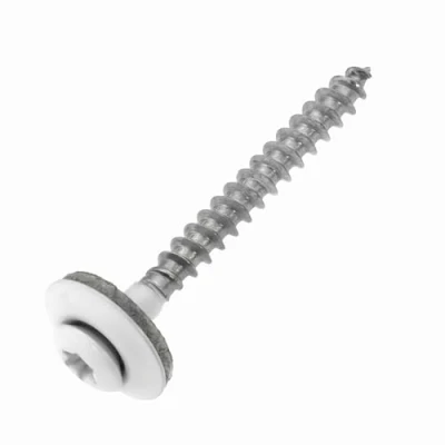 Abbildung von Spenglerschrauben Edelstahl A2 mit EPDM Dichtscheibe 15 mm 4,5 x 60 weiß RAL 9010 TX20, 25 Stück