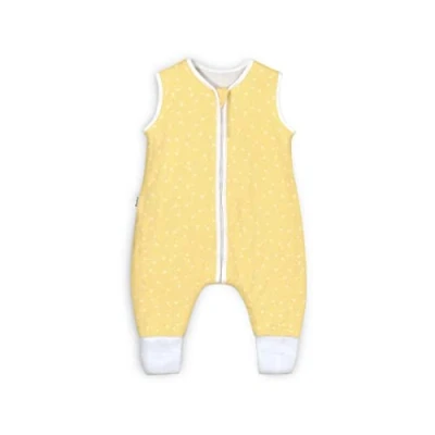 Abbildung von Ehrenkind® Baby Sommerschlafsack mit Füßen 1.0 Tog aus weicher OEKO TEX zertifizierter Bio Baumwolle Sommer Schlafsack Gr. 80 Vanille Weiß Pusteblume 1