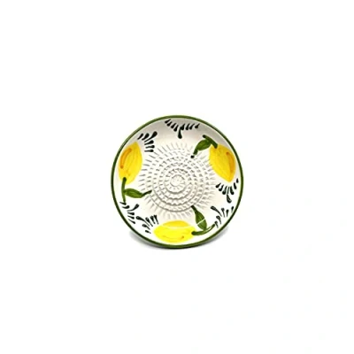 Abbildung von Kaladia Keramik Reibeteller/Keramikhobel ideal für Ingwer, Parmesan etc. Motiv: Zitrone Durchmesser: 12 cm handgemacht &amp; handbemalt Made in Spain