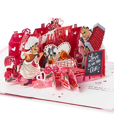 Abbildung von Hallmark Signature Paper Wonder Disney Pop Up Karte (Lady and the Tramp) for Anniversary, Romantic Birthday, Love, Valentine&#039;s Day