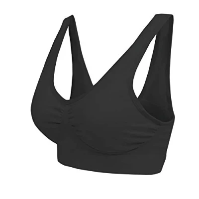 Abbildung von Boolavard ® Sport BH und Wohlfühl Bra nahtlos in Farbe Weiß Schwarz (XXL: 116 121cm (90C 100A), Schwarz)