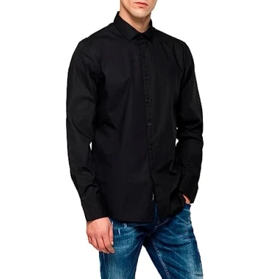Abbildung von Replay Herren Hemd Langarm mit Stretch, Black 098 (Schwarz), XL