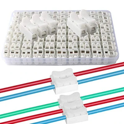 Abbildung von QitinDasen 62Pcs Premium Schnelldrahtverbinder Set, Federverbindungsstück Verbindungsklemmen, Kabelklemme Klemmenblock (50Pcs CH2 + 12Pcs CH3)