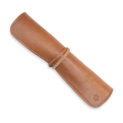 Abbildung von Angus Stoke Messertasche Kochmesser Premium Leder Kochmesserrolle groß Messer Tasche Köche Kochtasche Noah (Braun)