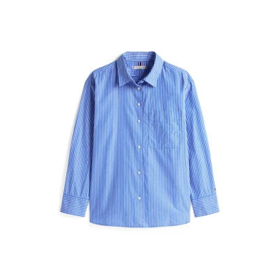 Abbildung von Tommy Hilfiger EASY FIT Shirt Hemdbluse, Damen, Größe: 32, Blue stp