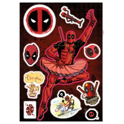 Abbildung von Marvel Wandtattoo von Komar Deadpool Derppool 50 x 70 cm (Breite Höhe) 10 Teile Deco Sticker, Wandaufkleber, Wandsticker, Wanddeko, Kinderzimmer 14111h