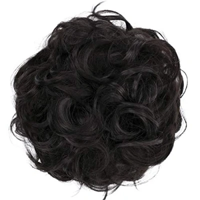 Abbildung von CAISHA Scrunchie Haarteil Haargummi Dutt Haarverdichtung Groß Emilia Gewellt Unordentlich DM15cm Dunkelschokobraun G2E
