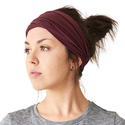Abbildung von Dünnes Lauf Stirnband Sport Haarband Herren, Bandana Damen Sommer Japanische Mode Lang, Loop Tuch Zum Binden Weinrot