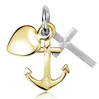 Abbildung von Glaube Liebe Hoffnung Schmuck Gold 925 Silber Kettenanhänger Kreuz Herz Anker vergoldet KA 234
