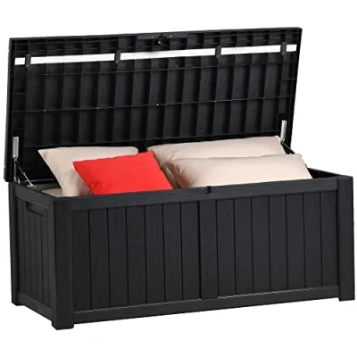 Abbildung von YITAHOME 460 Liter Groß Gartenbox Wasserdicht, Abschließbarem Outdoor Kissenbox, Garten Auflagenbox Wetterfest Aufbewahrungsbox für Gartengeräten Poolzubehör Spielzeug, Schwarz
