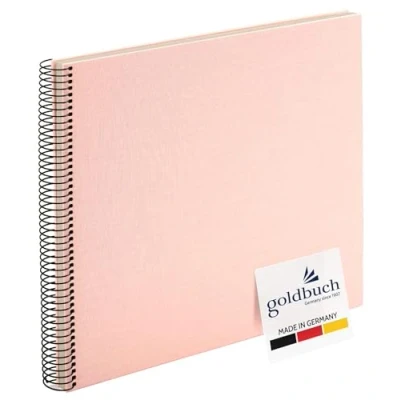 Abbildung von goldbuch 25322 Spiralalbum Bella Vista, Foto Album 35 x 30 cm, Fotoalbum mit 40 weiße Seiten, Erinnerungsalbum aus Leinen, Fotobuch für Bilder und Fotos zum Einkleben, Rosé