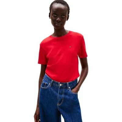 Abbildung von Tommy Hilfiger CODY CNK SS Tshirt basic, Damen, Größe: XXS, Primary red