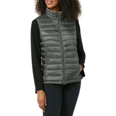 Abbildung von Amazon Essentials Damen Leichte, Wasserbeständige Pufferweste, Verstaubar, Dunkelgrau Meliert, XS
