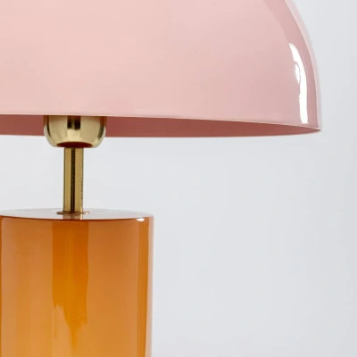 Abbildung von Kare Design Tischlampe Josy Pink, Gold, Orange, Metall, Moderne Tischleuchte, Büro, Wohnzimmer, Schlafzimmer, Office, keine Leuchtmittel inklusive, 51x30x30 (HxBxT)
