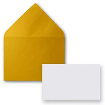 Abbildung von FarbenFroh by GUSTAV NEUSER 50x Stück Karte mit Umschlag Set Einzel Karten Din A8 7,1x4,5 cm Hochweiß Brief Umschlägen C8 7,6x5,2 Gold Metallic Nassklebung