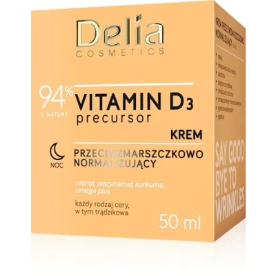 Abbildung von Delia Cosmetics Vitamin D3 Vorläufer Anti Falten Normalisierende Nachtcreme Alle Hauttypen Akne Haut Feuchtigkeitsspendend Faltenbekämpfung Coenzym Q10 Niacinamid Retinol 50ml