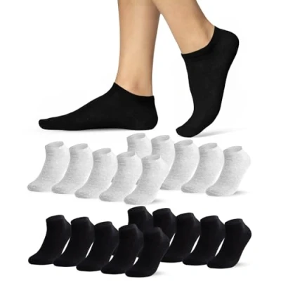 Abbildung von Sneaker Socken Herren 43 46 Schwarz Grau 10 Paar Kurze Atmungsaktive Baumwolle