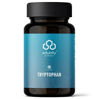 Abbildung von edubily nutrition® Tryptophan Kapseln Vegan Ohne Zusatzstoffe 90 im Braunglas Nicht hochdosiert mit 250 mg pro Kapsel
