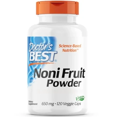 Abbildung von Doctor&#039;s Best, Noni Fruit Powder, 650mg, 120 vegane Kapseln, Laborgeprüft, Glutenfrei, Sojafrei, Vegetarisch