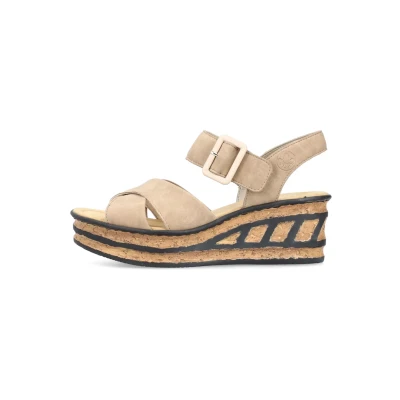 Abbildung von Rieker Keilsandalette, Damen, Größe: 40, Beige Schuhe
