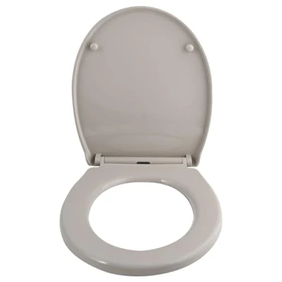 Abbildung von spirella Toilettendeckel oval Klodeckel mit Quick Release Funktion und Softclose Absenkautomatik. Antibakterielle Klobrille aus Thermoplast rostfreiem Edelstahl abnehmbar Taupe