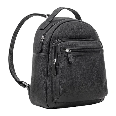 Abbildung von STILORD &#039;Kima&#039; Kleiner Rucksack Damen Vintage Leder Cityrucksack Frau Rucksackhandtasche Mini Tagesrucksack Daypack Damenrucksack Echtleder, Farbe:schwarz