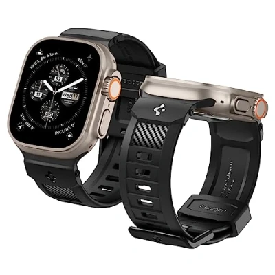 Abbildung von Spigen Rugged Band Armband Entwickelt für Apple Watch Ultra 2/1 49mm, Serie 10 46mm und 9/8/7/6/5/4/SE 45mm,44mm Schwarz