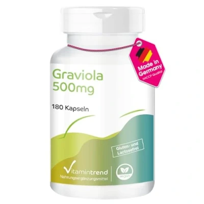 Abbildung von Graviola 500mg 180 vegane Kapseln ! 6 MONATS VORRAT aus Frucht (Stachelannone, Soursop) Hochdosiert Vitamintrend®