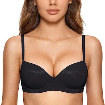 Abbildung von DOBREVA BH Damen ohne Bügel Push Up BHS Soft T Shirt Gepolstert Bustier Nahtlose Sleep Schwarz 95B