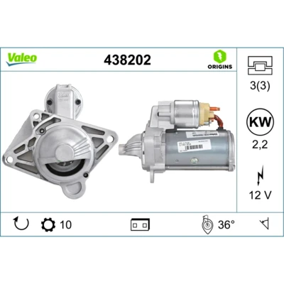 Abbildung von VALEO 438202 Anlasser 12 2,2 10 NEW ORIGINAL PART RENAULT: ESPACE 4, TRAFIC 2 Kasten, LAGUNA 2, OPEL: Vivaro A Van, Combi kfzteile, mister
