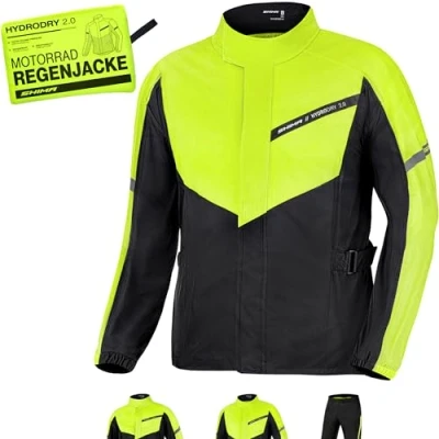 Abbildung von SHIMA HYDRODRY 2.0 Motorrad Regenbekleidung Jacke Wasserdicht Reflektierend Damen Herren Set für Regenkombi Waterproof Regenschutz Atmungsaktiv Motorradkombi (Jacken Unisex, Fluo, XS)