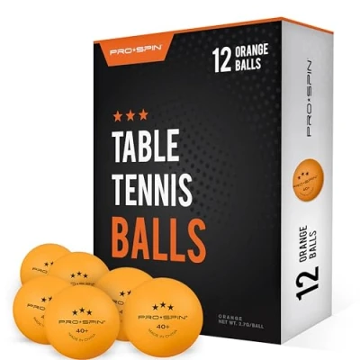 Abbildung von PRO SPIN Tischtennisbälle Orange Tischtennisbällen 3 Sterne 40+ (12er Pack) Hochwertige ABS Trainingsbälle Extrem Robust für Innen und Außen Tischtennisplatten, Wettbewerb Spiel
