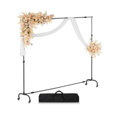 Abbildung von VEVOR Hintergrundständer verstellbares Fotohintergrundständer (Hintergrundtuch: 213 x 300 cm), mit Rollen, Bildschirmständer für Produktfotografie Studiofotografie