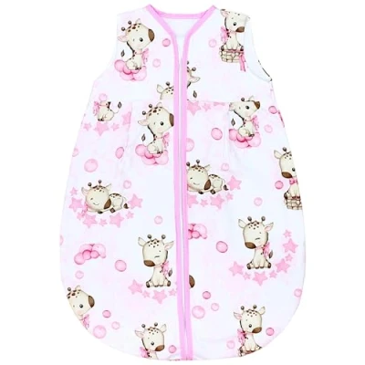 Abbildung von TupTam Baby Sommer Schlafsack 0.5 TOG aus OEKO TEX zertifizierten Materialien, Farbe: Giraffe/Rosa, Größe: 62 74