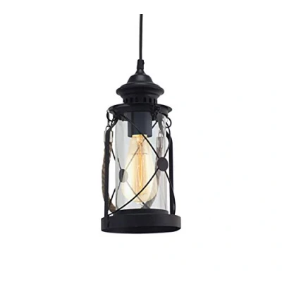 Abbildung von Eglo 49213 Hängeleuchte BRADFORD Stahl schwarz, Glas klar E27 1X60W Ø14cm H:110cm dimmbar