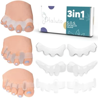 Abbildung von HALUTO 3 Paare / 6 Stk Zehenspreizer für alle Zehen Zehentrenner Überlappende Toe Spacer Ballenzehen Korrektur Hammerzehen Zehenstrecker Correct Toes Separator