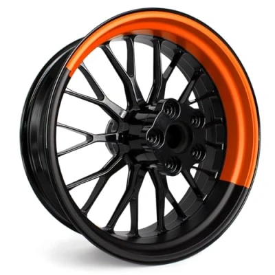 Abbildung von 4 teiliges Felgenbettaufkleber Set für 17 Zoll Felgen Komplett Dekor Folie Motorrad Felgenrandaufkleber selbstklebend wasserfest uv beständig MR021 (04 06 Half Orange)