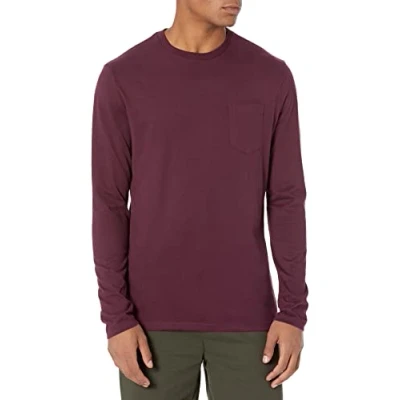 Abbildung von Amazon Essentials Herren Langärmeliges T Shirt, Schmale Passform, Burgunderrot, L