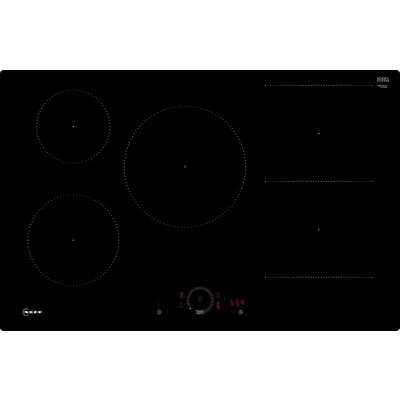 Abbildung von NEFF T58PHW1L0 Induktionskochfeld N70, autarkes Glaskeramik Kochfeld 80 cm breit, Twist Touch, Combi Induction, Home Connect, Smart Hood Automatic, flächenbündig, Schwarz