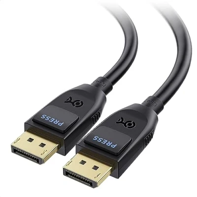 Abbildung von Cable Matters [VESA zertifiziertes] DisplayPort 2.1 Kabel 2m, unterstützt 40Gbps DP40 8K 60Hz, 4K 144Hz in Schwarz mit FreeSync, G SYNC und HDR für Gaming Monitor, PC, RTX 4080/4090, RX 7900 mehr