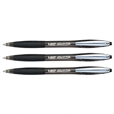 Abbildung von BIC Atlantis Premium Kugelschreiber, mittlere Spitze (1,0 mm), 3 Stück, schwarze Tinte