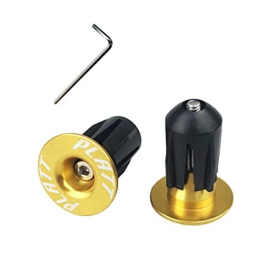 Abbildung von PLATT Endkappen für Fahrradlenker, Aluminium, MTB, Rennrad, BMX, 1 Paar (Gold)