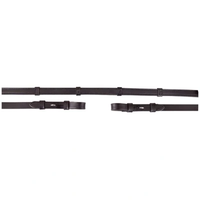 Abbildung von BR antislip Leder Dressurzügel 16mm Schwarz/Silber Warmblut