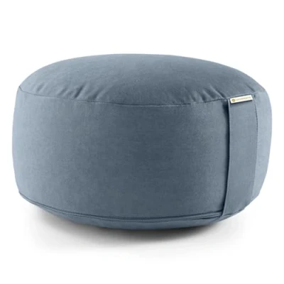 Abbildung von LOTUSCRAFTS® Meditationskissen mit 15cm Sitzhöhe, bestickt, Yoga Kissen Dinkelfüllung, Yogakissen Rund, Bodenkissen Meditationskissen, Bezug waschbar, GOTS zertifiziert