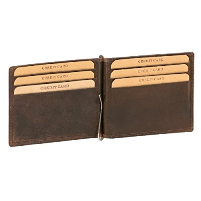 Abbildung von LEAS Dollar &amp; Money Clip Geldscheinklammer dünn im Vintage Style Echt Leder, braun Collection